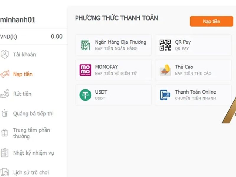 Cách nạp tiền AE888 qua chuyển khoản online? 