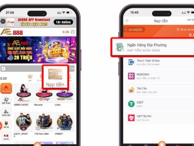 Cách nạp tiền vào AE888 qua Momo? 